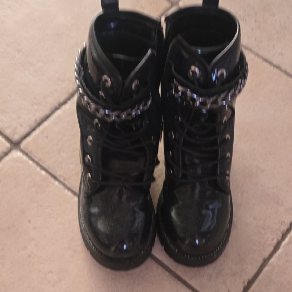 Vince Camuto Black Kids Boots with Chain Detail
